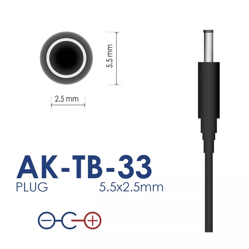 Fonte de alimentação universal Akyga AK-TB-33, 5 V, 2 A, 10 W, 5,5 x 2,5 mm, 1,5 m