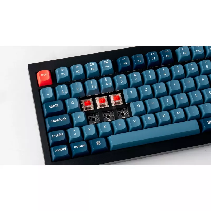 V6 Max, teclado gaming preto/azul-cinzento, layout DE, Gateron Jupiter Red, Hot-Swap, RGB