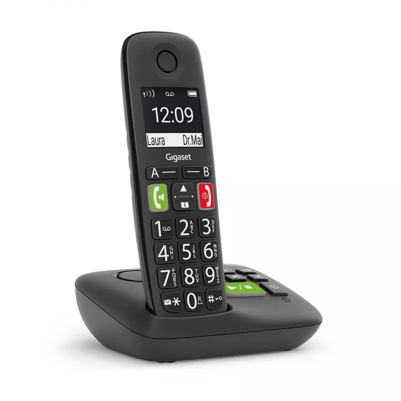 Gigaset E290A Telefone analógico/DECT com identificação de chamadas Preto