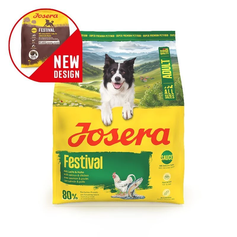 Comida seca para cães JOSERA Adult Festival 3 kg — alimento completo para cães adultos com frango e arroz