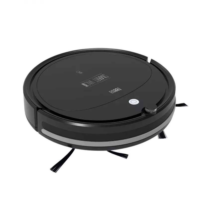 Aspirador robô TEESA Smart VAC 2 — redondo, preto, potência de aspiração 1000 Pa, bateria Li 9,6 V/2000 mAh, depósito de pó 0,2 l, WLAN, regresso automático