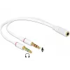 DeLOCK 65585 adaptador para auscultadores com microfone, 3,5 mm de 4 pinos fêmea para 2x 3,5 mm de 3 pinos macho, 0,2 m, branco