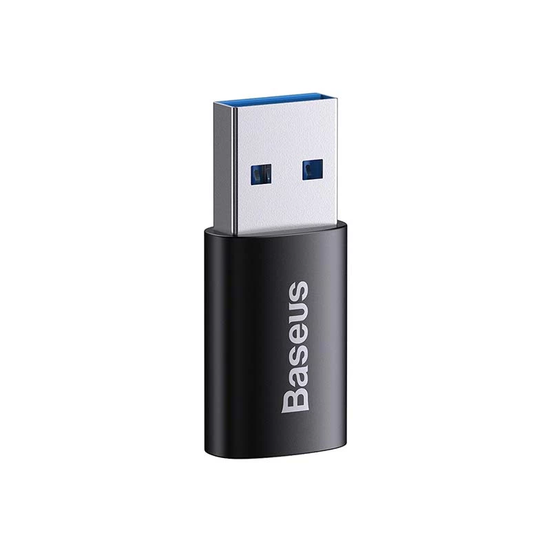 Adaptador Baseus Ingenuity USB Type-A (conector fêmea) para USB Type-C (ficha macho) 10 Gbit/s, preto, 14×22×8 mm