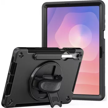 Capa com suporte jt berlin para Samsung Galaxy Tab S11 com alça de mão robusta — preta