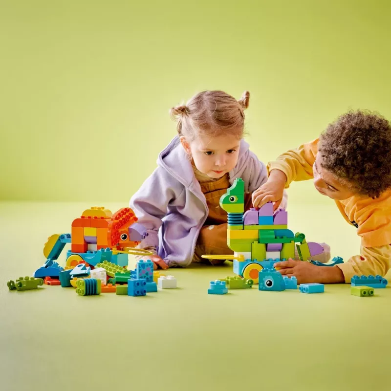 Brinquedo de construção LEGO DUPLO 10451 Dinossauros sobre Rodas conjunto 3-em-1, 108 peças, idade 3+, altura 220 mm