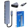 Hub USB Type-C SAVIO AK-82 com HDMI, MicroSD, USB 3.2 Gen1, PD pass-through, 4K@30Hz, 5000 Mbit/s, preto