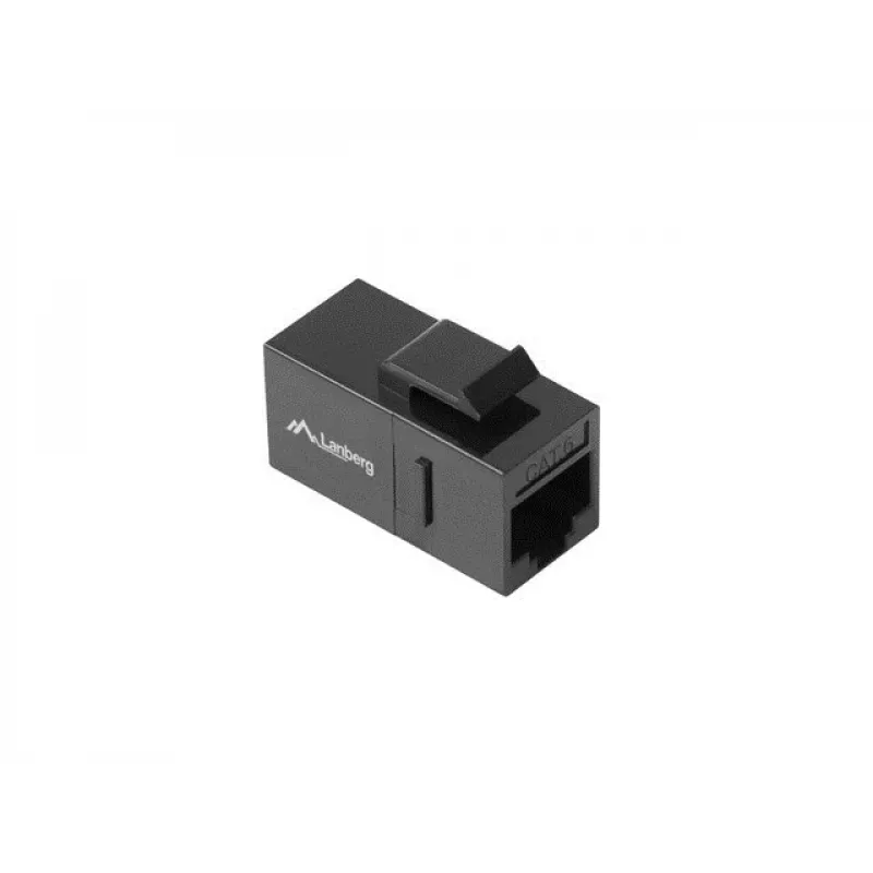 Módulo Keystone LANBERG KSU6-3000 — Cat6 U/UTP RJ-45 conector fêmea para RJ-45 conector fêmea, formato plano, preto