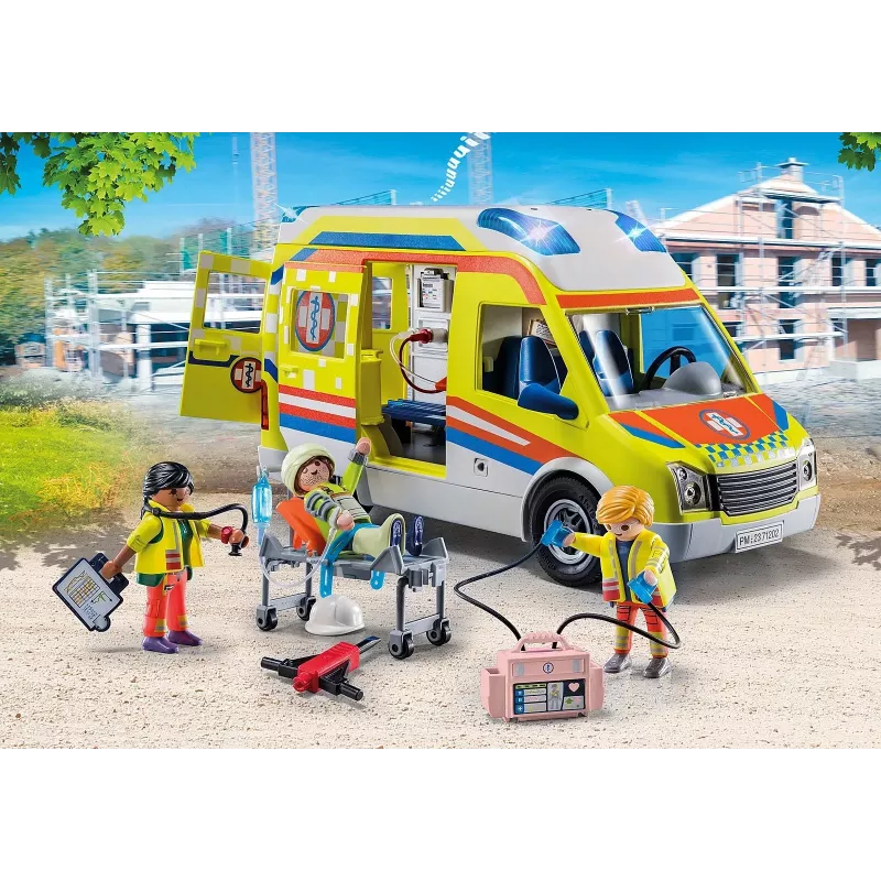 Playmobil 71202 City Life ambulância com luz e som conjunto de brincar adequado para crianças a partir de 4 anos individual
