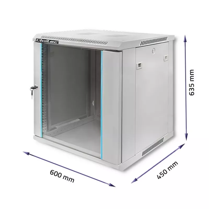 Armário rack QOLTEC 19 polegadas 12U modelo 54485 — caixa de rede/servidor