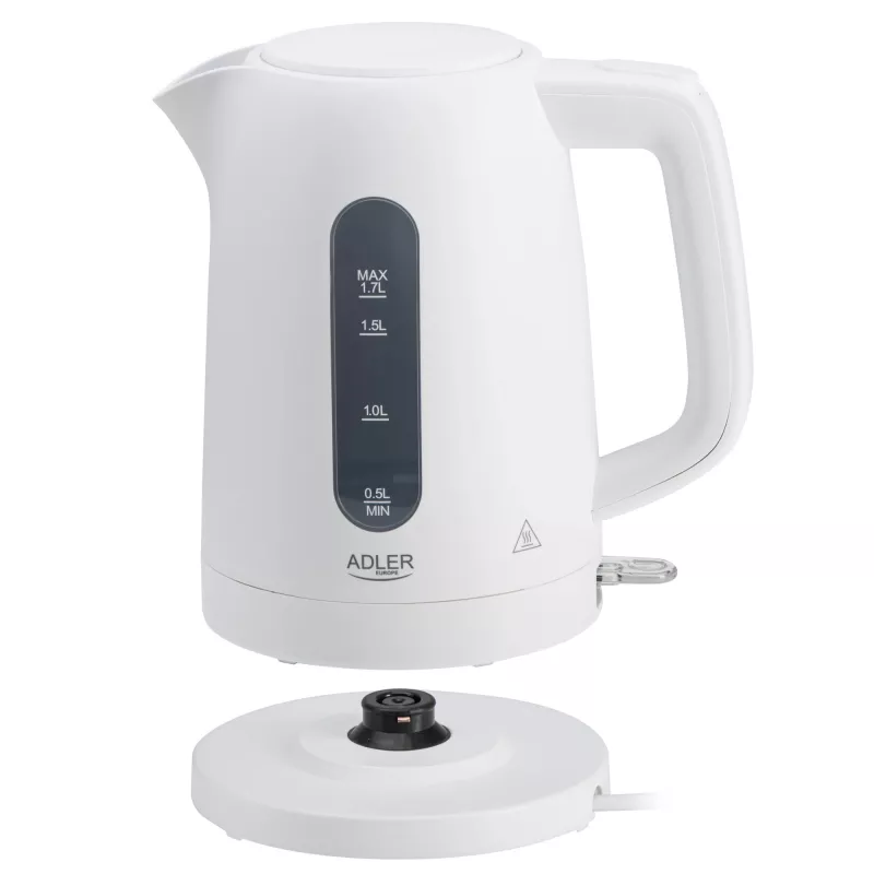 Chaleira elétrica Adler AD 1379w — 1,7 L, até 2200 W, branca, base 360°, polipropileno
