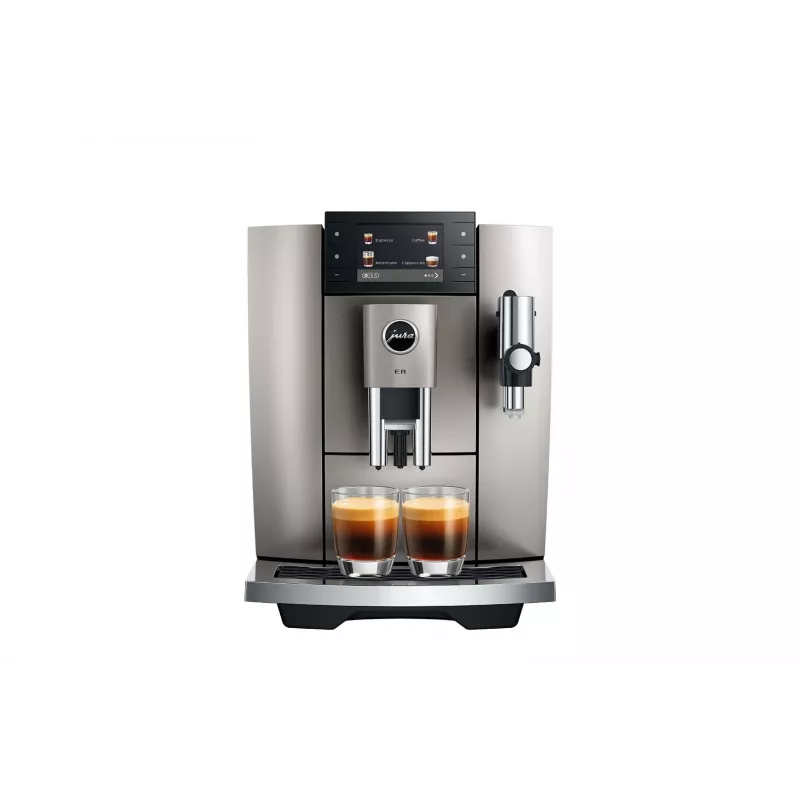 Máquina de café expresso JURA E8 automática 1,9 l prateado – 15 bar, ecrã de 3,5 polegadas, moinho, espumador de leite