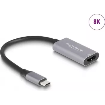 Adaptador gráfico USB DeLOCK 7680 x 4320 píxeis preto cinzento