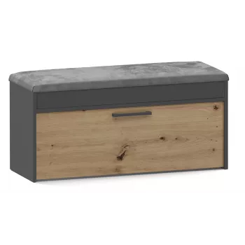Sapateira fechada Top e Shop PARMA — antracite e carvalho, aglomerado, 1000×490×350 mm