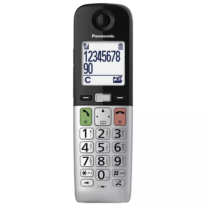 Telefone DECT Panasonic KX-TGU430 com auscultador sem fios, função mãos-livres, identificação de chamadas, ecrã de 2,4 polegadas, agenda de 1000 entradas, cinzento/preto