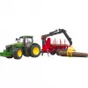 BRUDER John Deere 7R 350 com atrelado florestal e 4 troncos de árvore