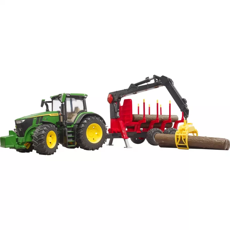 BRUDER John Deere 7R 350 com atrelado florestal e 4 troncos de árvore