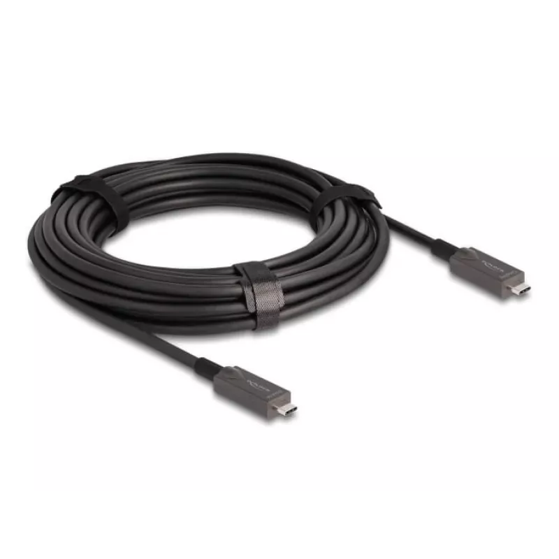 Cabo ativo ótico USB-C vídeo + dados + PD DeLOCK 10 m preto