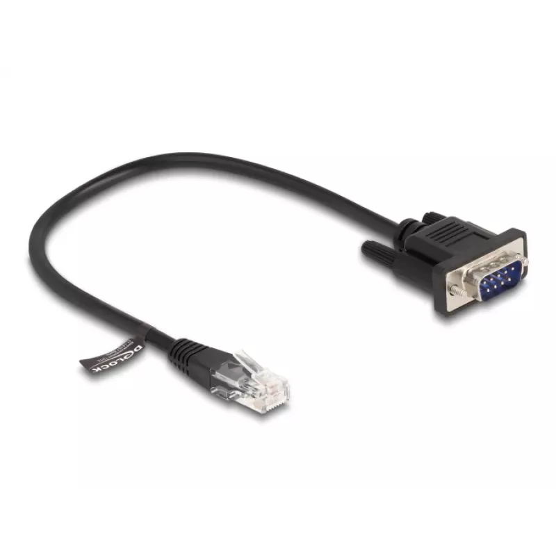 Delock cabo série RS-232, RJ45 macho para D-Sub 9 macho, 30 cm, preto