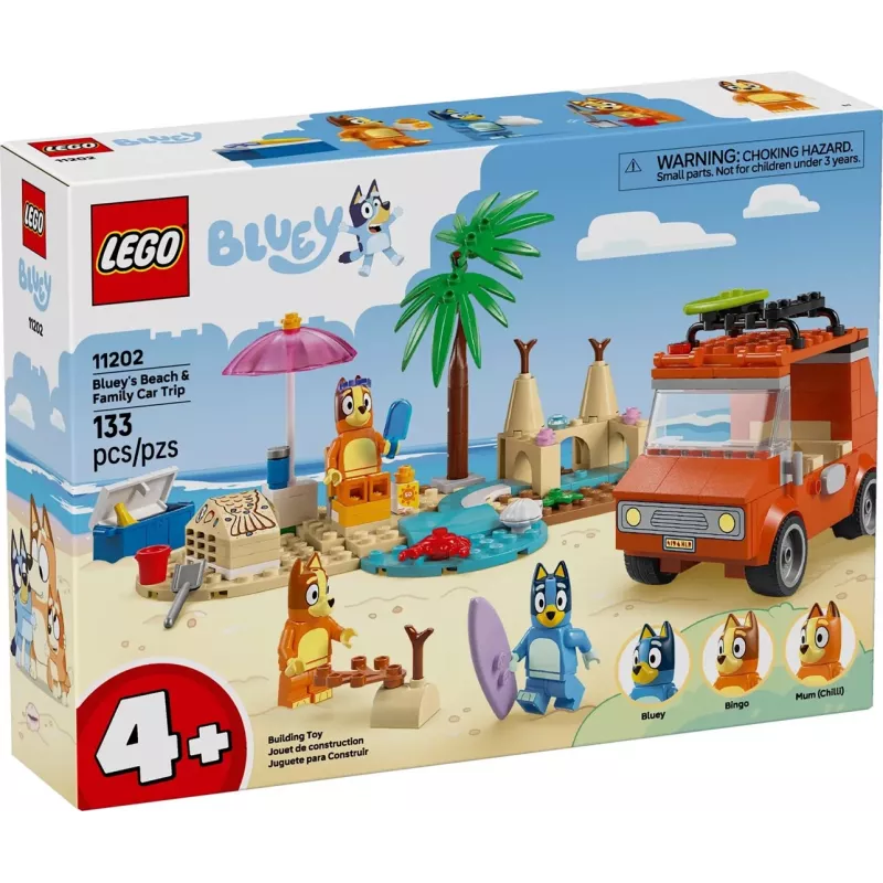 LEGO Bluey Carro Azul Passeio em Família 11202 — conjunto de jogo para brincadeira imaginativa
