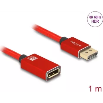 Cabo de extensão DisplayPort DeLOCK 8K 60 Hz 1 m vermelho metal sem bloqueio