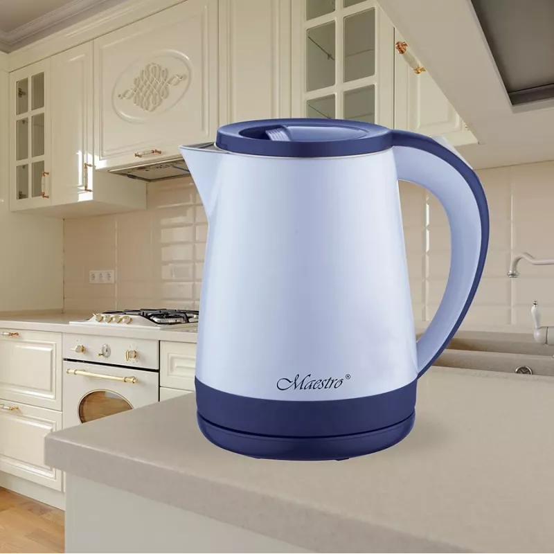 Chaleira elétrica Maestro MR-037 1,2 L 1630 W aço inoxidável, azul, base 360°