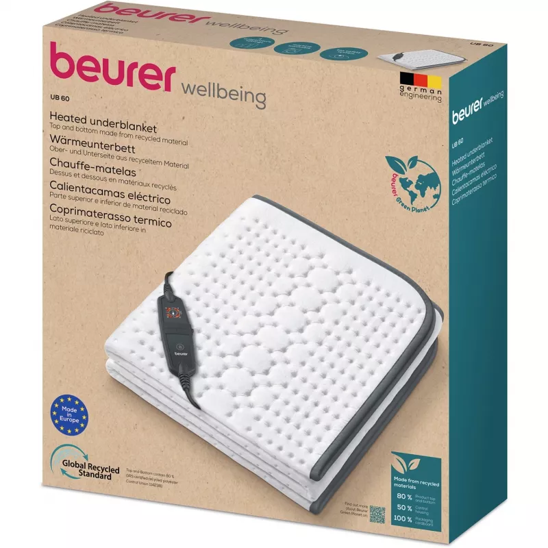 Cobertor elétrico Beurer UB 60 Green Planet, 150 x 80 cm