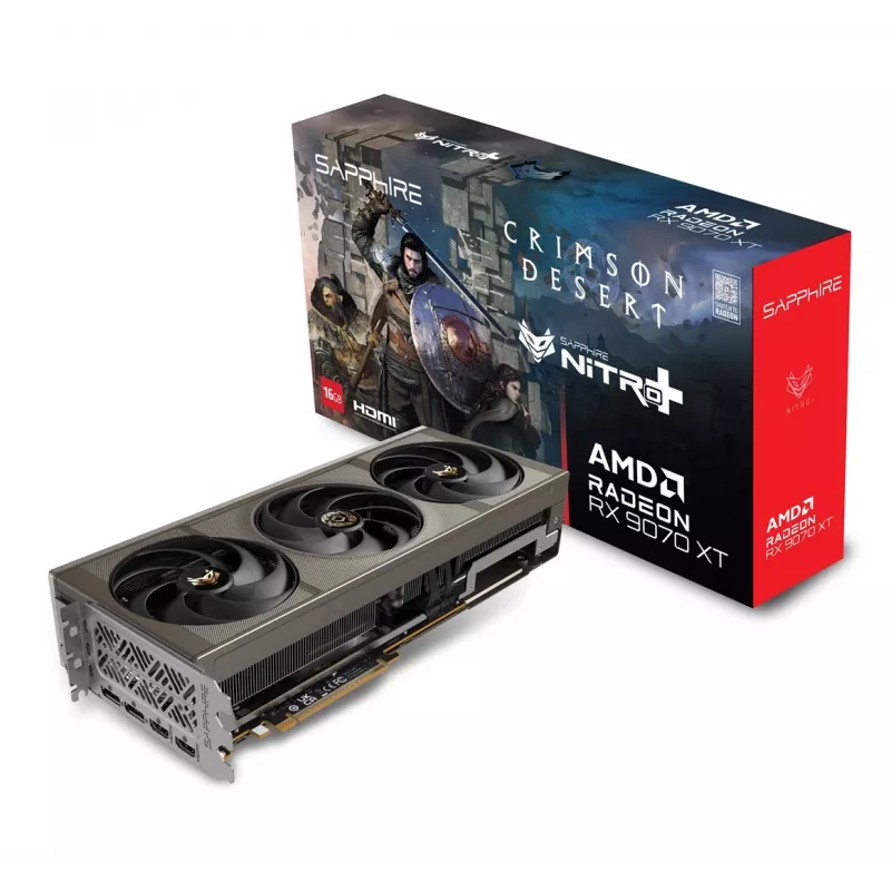 Placa gráfica Sapphire NITRO+ Radeon RX 9070 XT OC Crimson Desert Edition — 16 GB GDDR6, 256 bits, PCIe 5.0