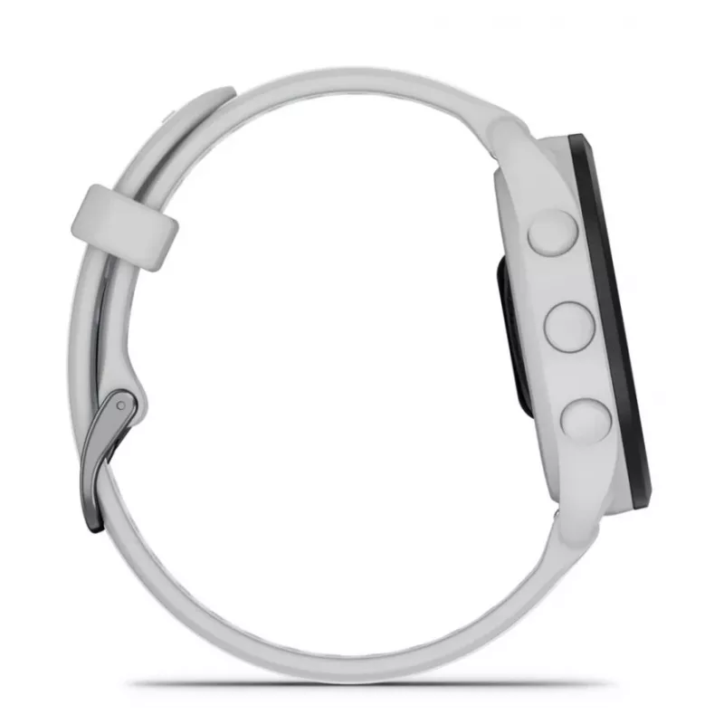 Smartwatch GARMIN Forerunner 165 — GPS, AMOLED 1,2 polegadas, 4 GB, 5 ATM, 11 dias de bateria, Caixa cinzenta, Bracelete branca
