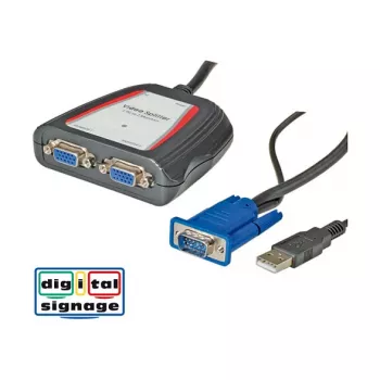 Divisor de vídeo VGA portátil, 2x, 250 MHz, VGA, 2x VGA, cinzento, 250 MHz, 0,65 m, 1920 x 1440