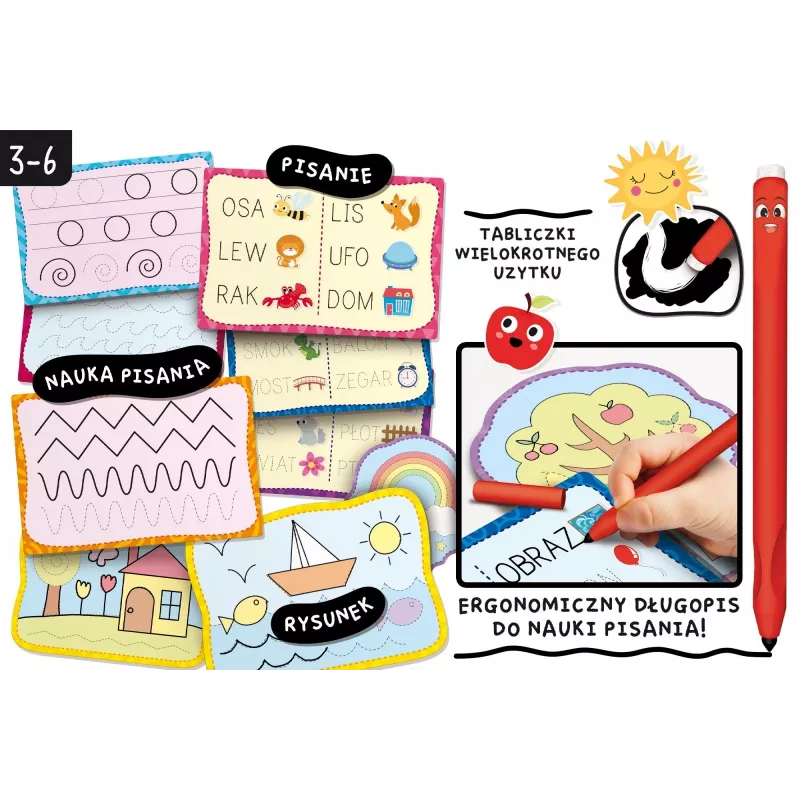 Conjunto de aprendizagem Montessori de escrita com caneta e 18 placas