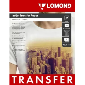 Papel de transferência térmica para jato de tinta Lomond A4, 10 folhas, para tecidos claros