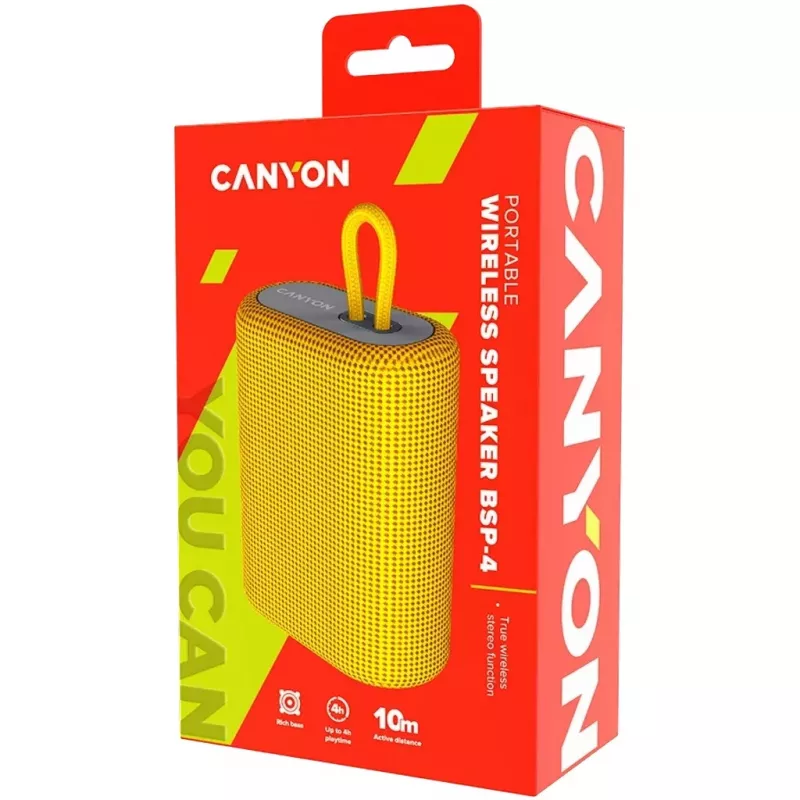 Altifalante portátil estéreo Canyon BSP-4 amarelo