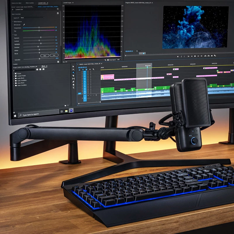 Suporte de microfone para transmissão Elgato Wave Mic Arm LP, montagem em mesa, preto, 1,69 kg