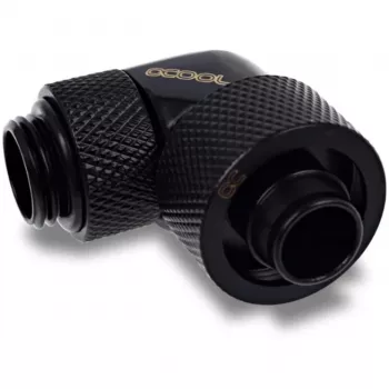 Racor de rosca 16/10mm 90° rotativo G1/4, preto, ligação para tubos flexíveis (PVC, silicone, neoprene)