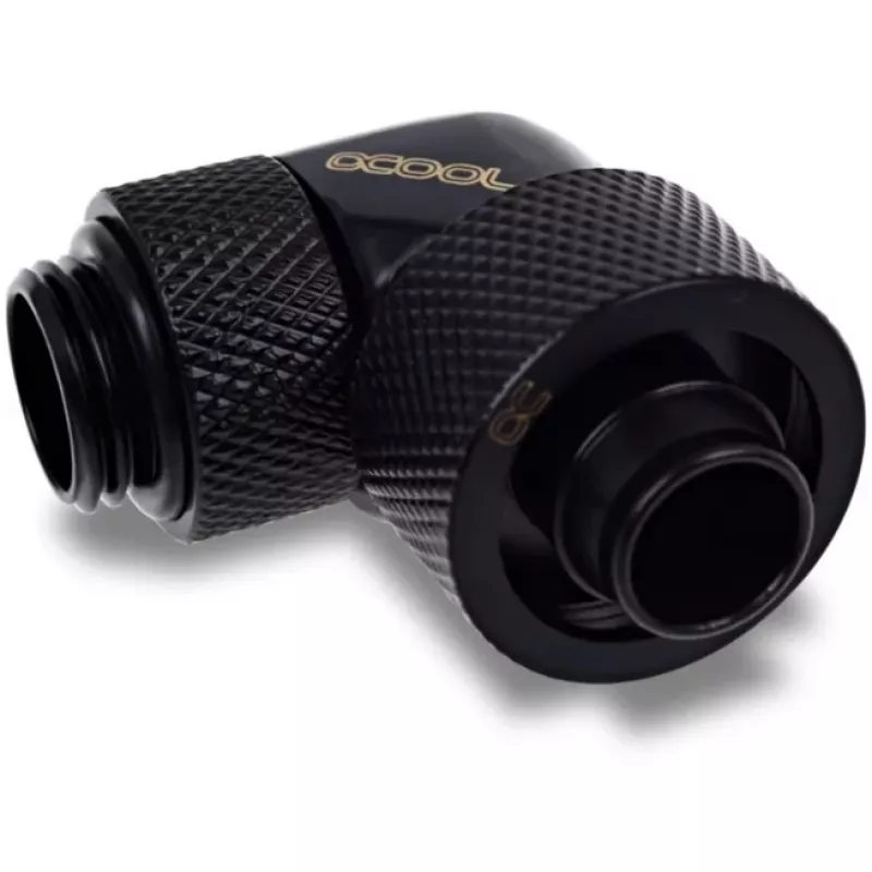 Racor de rosca 16/10mm 90° rotativo G1/4, preto, ligação para tubos flexíveis (PVC, silicone, neoprene)