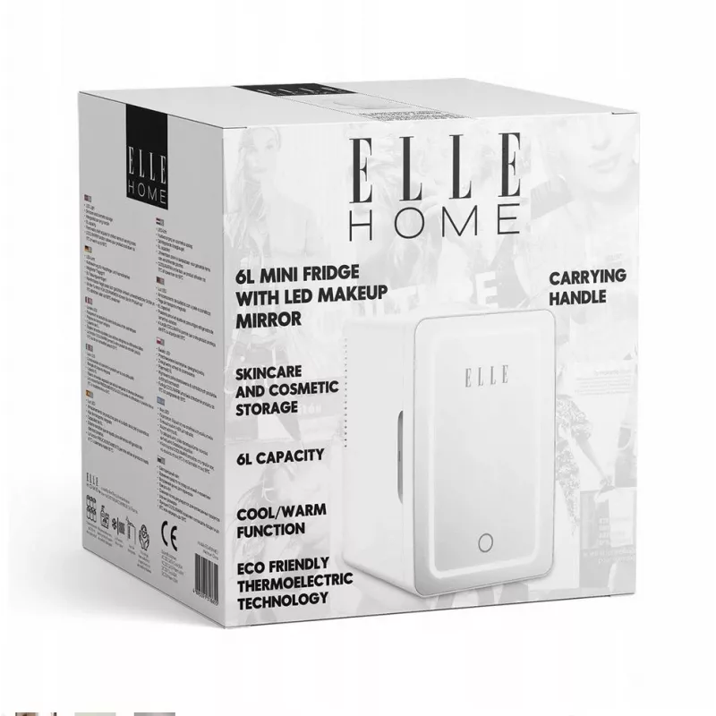 Mini-frigorífico com espelho de maquilhagem LED Elle ESDAFX04WHEU 4 L branco