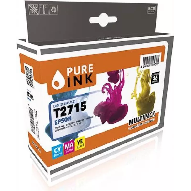 Cartucho de tinta Pure Ink 170745990043 Compatível Ciano - Magenta - Amarelo (EPST2715MP3)