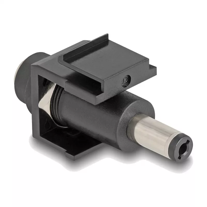 Módulo Keystone DeLOCK DC 5,5 x 2,1 mm conector fêmea para DC 5,5 x 2,5 mm conector macho preto