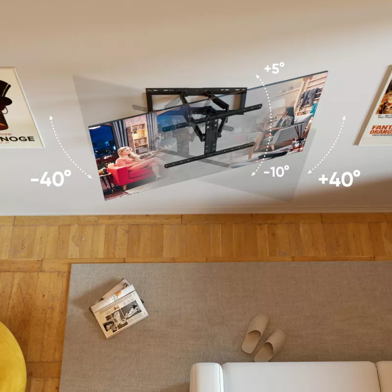 Suporte de chão para TV ONKRON SM6-B para ecrãs de 32 a 90 polegadas, capacidade de carga 50 kg, VESA 200x200–600x400, inclinação -10–5°, rotação 40°