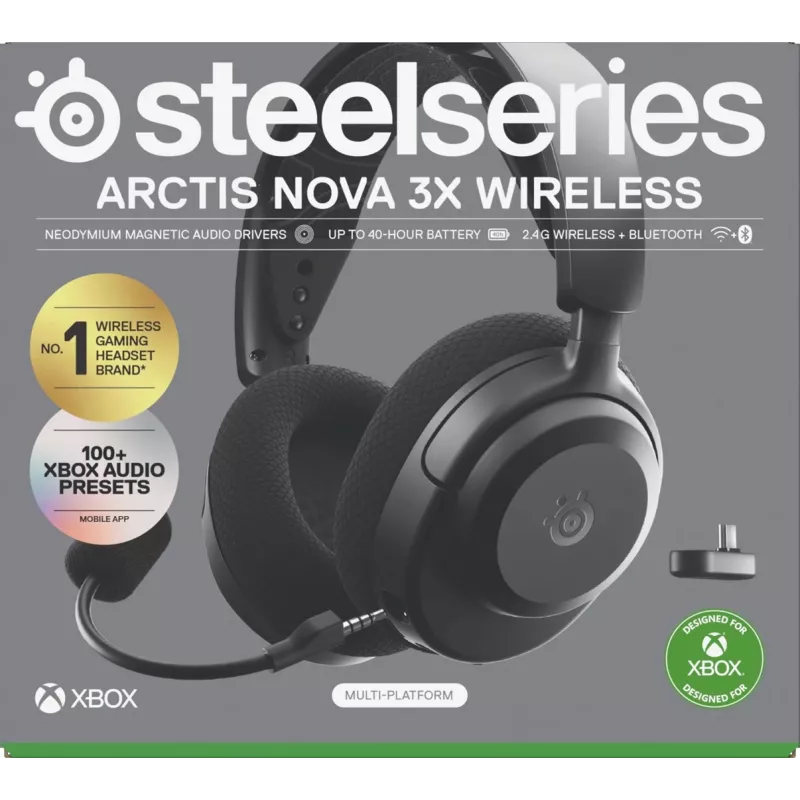 SteelSeries Arctis Nova 3X Wireless 61689 auscultadores com microfone sem fios para Xbox, pretos