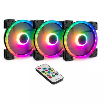 Conjunto de ventoinhas ARGB Inter-Tech Argus RS-14 140mm Pack de 3 Preto