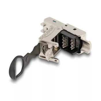 Ficha RJ45 DeLOCK de montagem em campo Cat.6A sem ferramentas prateado ficha