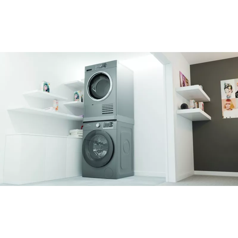 Conjunto de empilhamento WHIRLPOOL C00855467 para máquina de lavar 60 x 60 cm e secador, prateleira extensível, cinta e almofadas antiderrapantes
