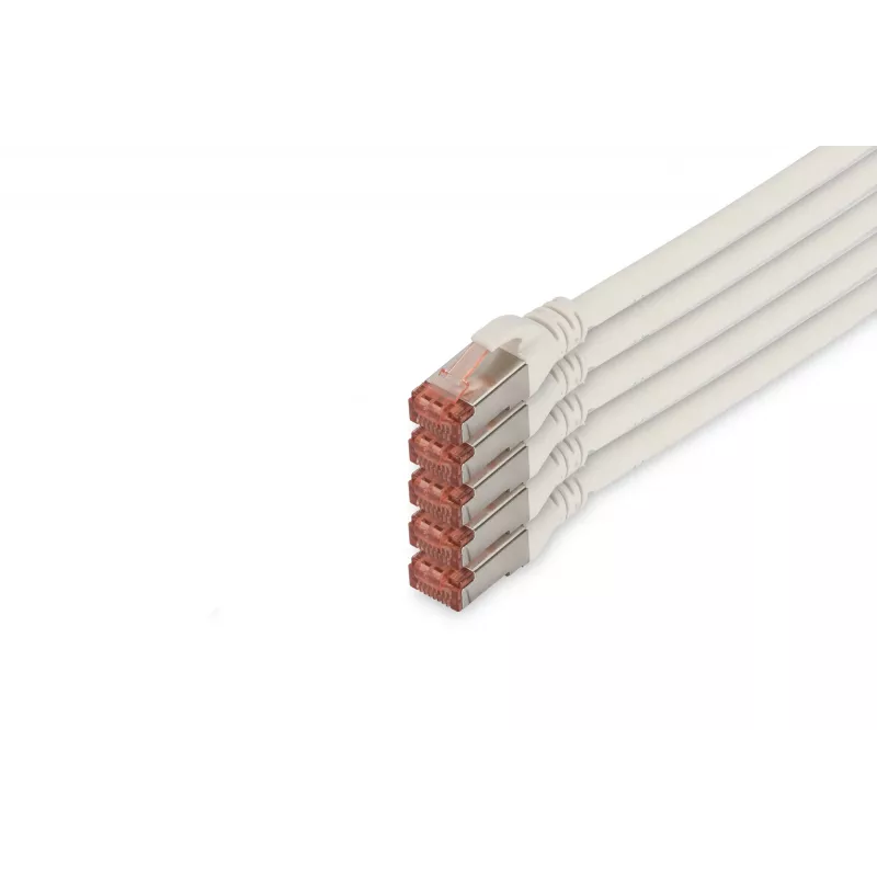 DIGITUS cabo de rede CAT6 S/FTP, 10 m, branco, pack de 5