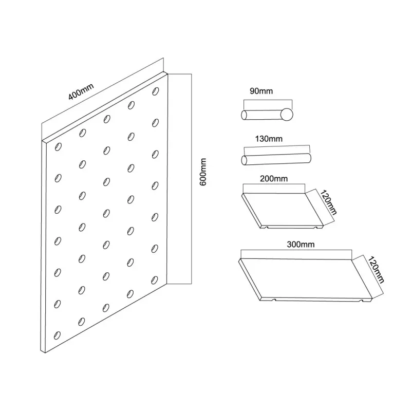 Maclean MC-130 WD painel organizador de madeira, 40x60 cm, máx. 20 kg