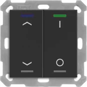 Botão KNX MDT BE-TAL550206.C1 Light 55 2 canais RGBW preto mate controlo de estores comutação 1