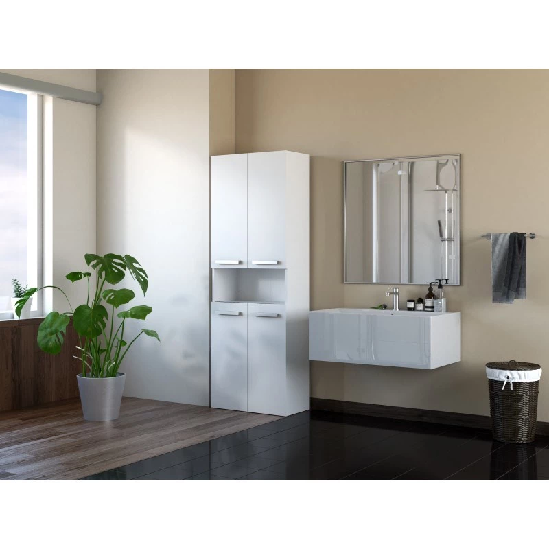 Armário de arrumação de casa de banho Topeshop NEL 2K DK branco