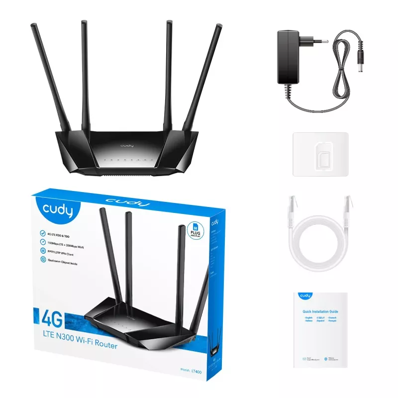 Router sem fios Cudy LT400 Fast Ethernet Single-band (2.4 GHz) 4G Preto