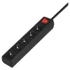 Régua de tomadas SAVIO LZ-15 — 5 tomadas AC, ficha universal, cabo de 5 m, 2500 W, 10 A, preto