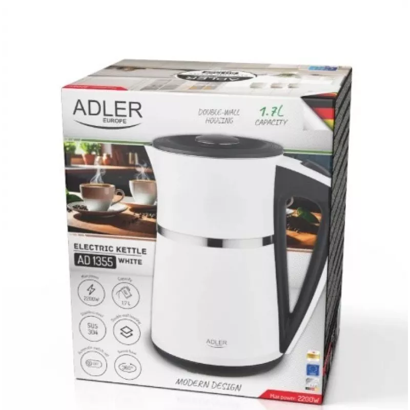 Chaleira Adler 1,7 l 1355 W branco parede dupla
